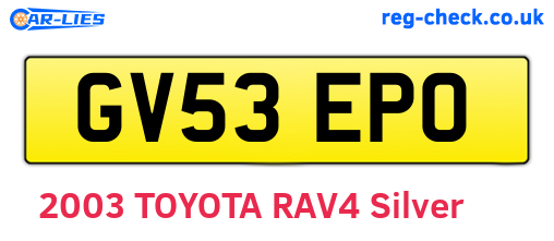 GV53EPO are the vehicle registration plates.