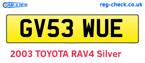 GV53WUE are the vehicle registration plates.