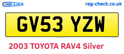 GV53YZW are the vehicle registration plates.