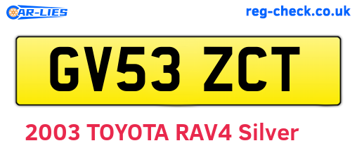 GV53ZCT are the vehicle registration plates.