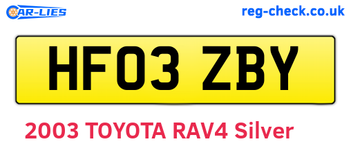 HF03ZBY are the vehicle registration plates.