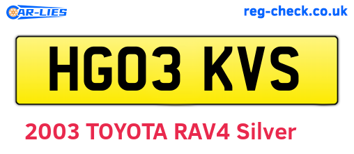HG03KVS are the vehicle registration plates.