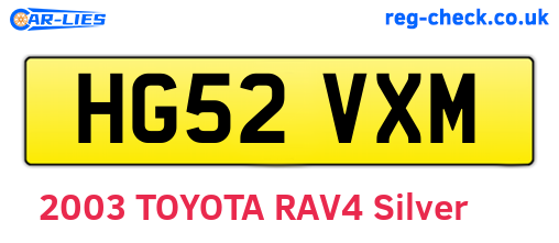 HG52VXM are the vehicle registration plates.