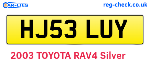 HJ53LUY are the vehicle registration plates.