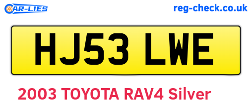 HJ53LWE are the vehicle registration plates.