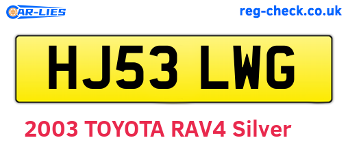 HJ53LWG are the vehicle registration plates.