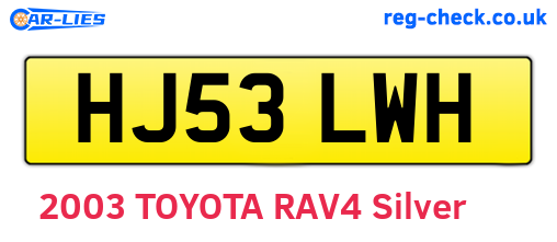 HJ53LWH are the vehicle registration plates.