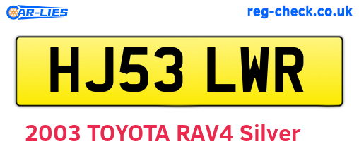 HJ53LWR are the vehicle registration plates.