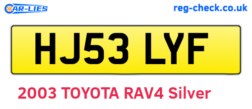 HJ53LYF are the vehicle registration plates.