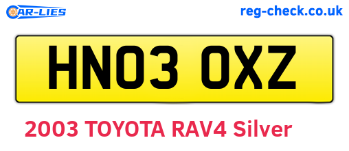HN03OXZ are the vehicle registration plates.