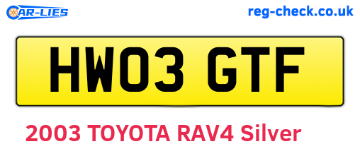 HW03GTF are the vehicle registration plates.