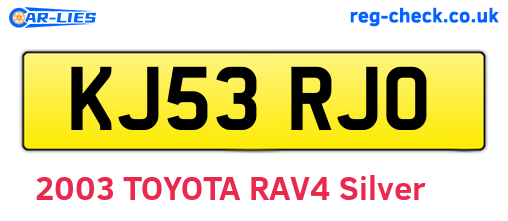 KJ53RJO are the vehicle registration plates.