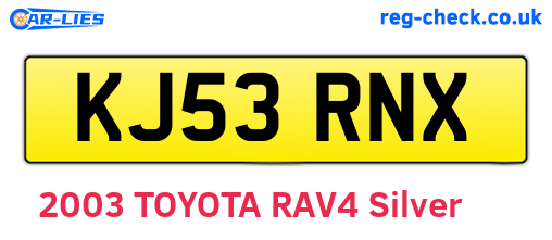 KJ53RNX are the vehicle registration plates.