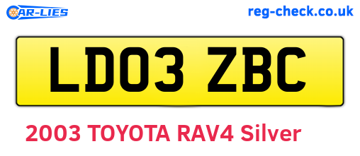 LD03ZBC are the vehicle registration plates.
