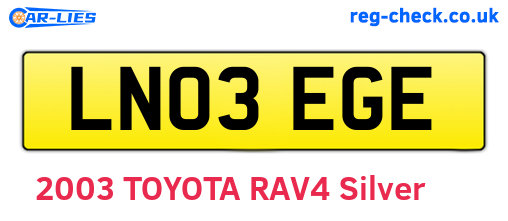 LN03EGE are the vehicle registration plates.