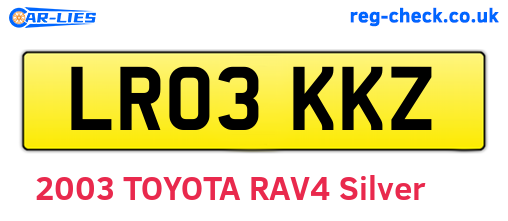 LR03KKZ are the vehicle registration plates.