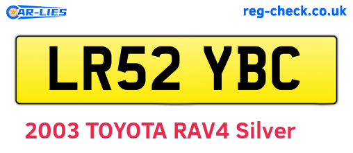 LR52YBC are the vehicle registration plates.