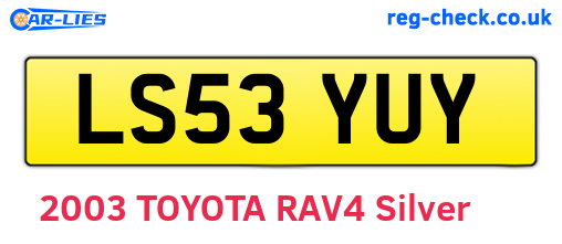 LS53YUY are the vehicle registration plates.