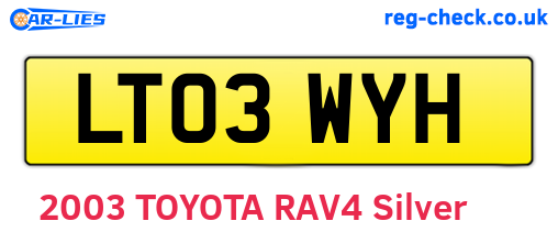 LT03WYH are the vehicle registration plates.