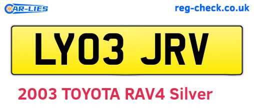 LY03JRV are the vehicle registration plates.