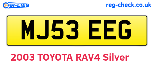 MJ53EEG are the vehicle registration plates.