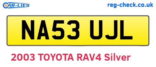 NA53UJL are the vehicle registration plates.