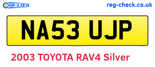 NA53UJP are the vehicle registration plates.