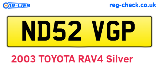 ND52VGP are the vehicle registration plates.