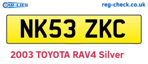 NK53ZKC are the vehicle registration plates.