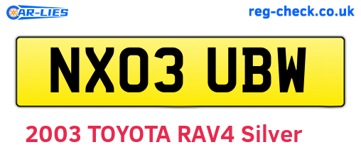 NX03UBW are the vehicle registration plates.