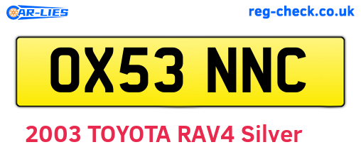OX53NNC are the vehicle registration plates.