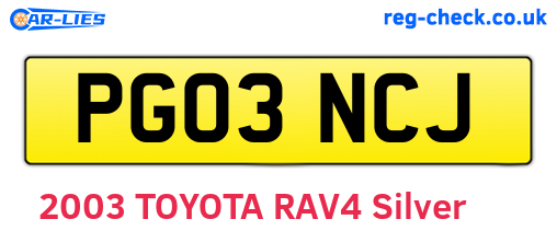 PG03NCJ are the vehicle registration plates.