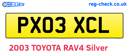 PX03XCL are the vehicle registration plates.