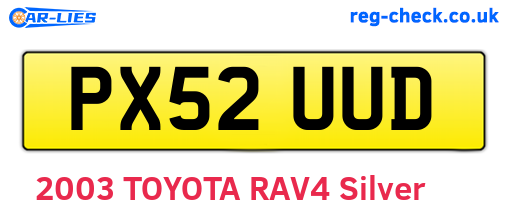 PX52UUD are the vehicle registration plates.