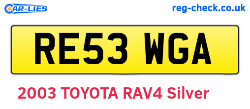 RE53WGA are the vehicle registration plates.