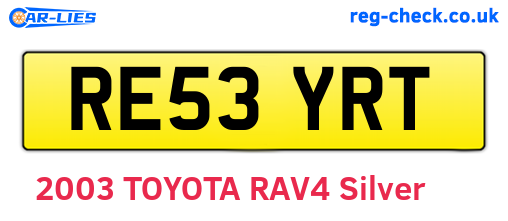 RE53YRT are the vehicle registration plates.