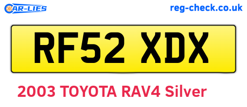 RF52XDX are the vehicle registration plates.
