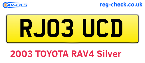 RJ03UCD are the vehicle registration plates.
