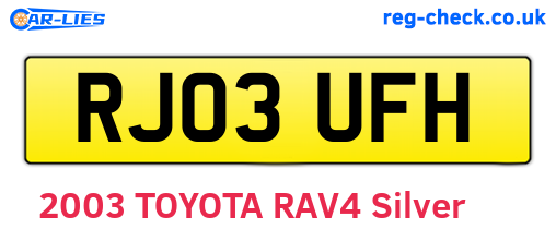 RJ03UFH are the vehicle registration plates.