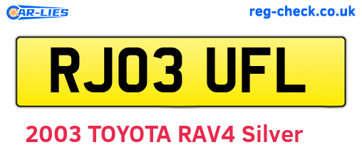 RJ03UFL are the vehicle registration plates.