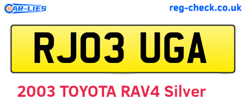 RJ03UGA are the vehicle registration plates.