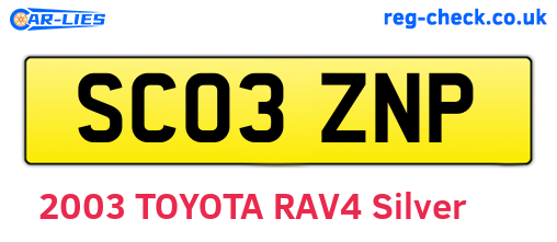 SC03ZNP are the vehicle registration plates.