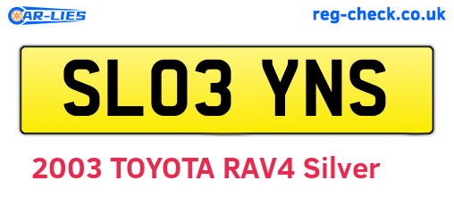 SL03YNS are the vehicle registration plates.