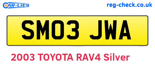 SM03JWA are the vehicle registration plates.