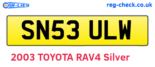 SN53ULW are the vehicle registration plates.
