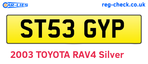 ST53GYP are the vehicle registration plates.