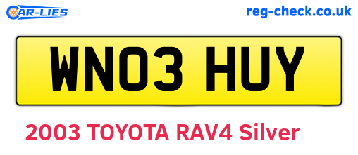 WN03HUY are the vehicle registration plates.