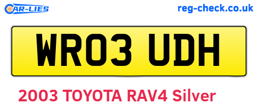 WR03UDH are the vehicle registration plates.