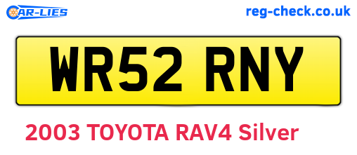 WR52RNY are the vehicle registration plates.