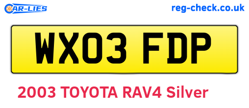 WX03FDP are the vehicle registration plates.